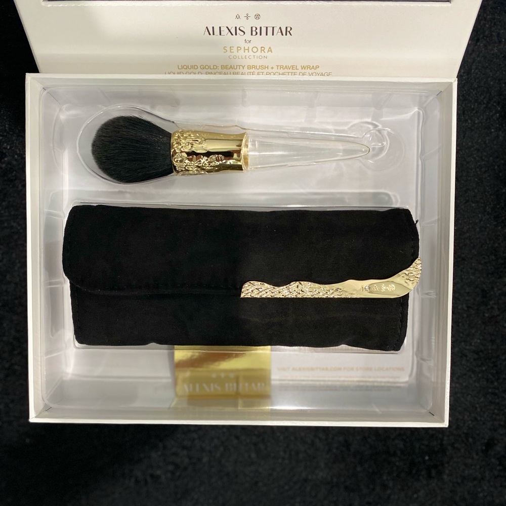 Alexis Bittar for Sephora 24k Gold Plated Beauty Brush and Travel Wrap Set